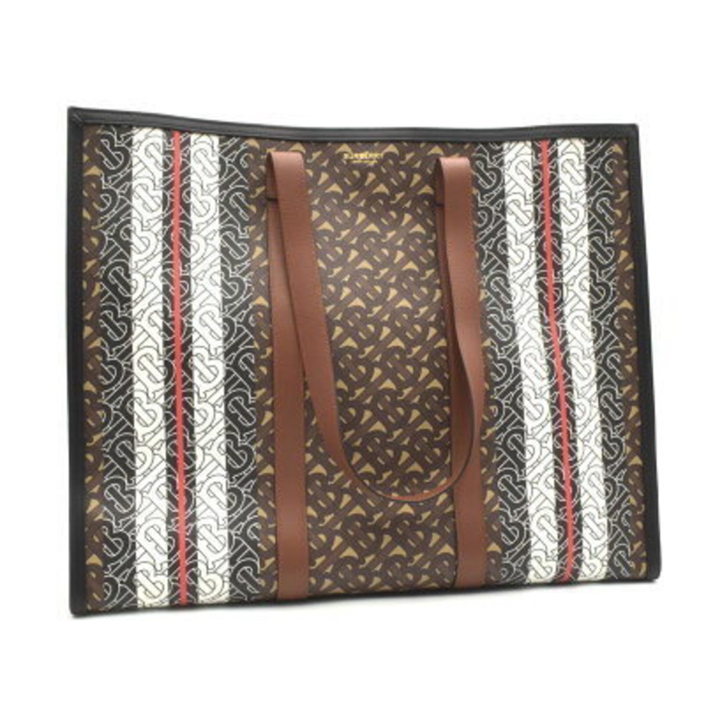 Burberry Book Tote TB Monogram Brown Black White Bridle Bag Shoulder